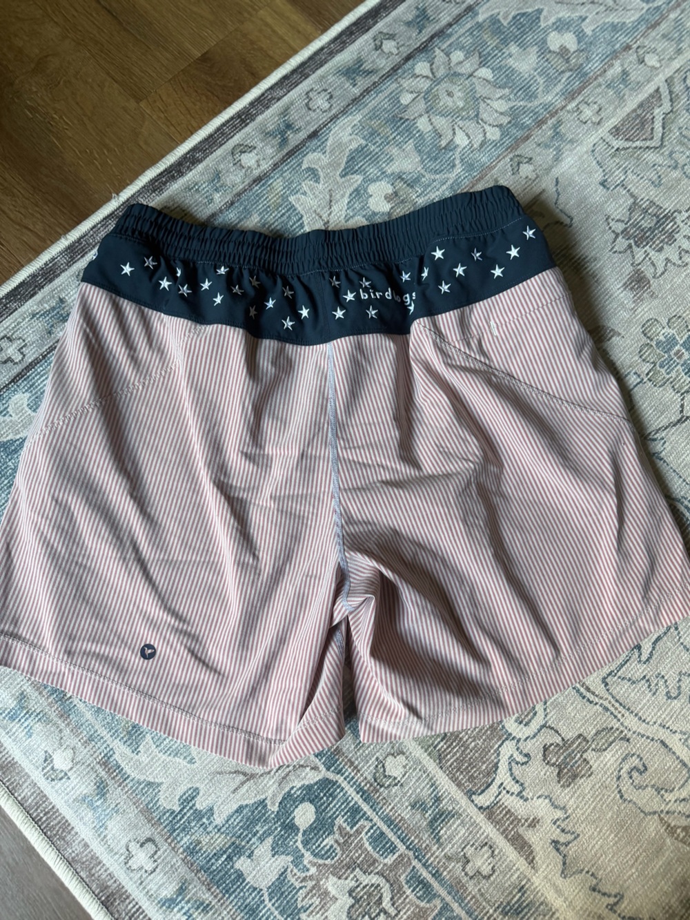 Birddogs Men’s Pink & Navy Striped Athletic Shorts - Picture 3 of 3